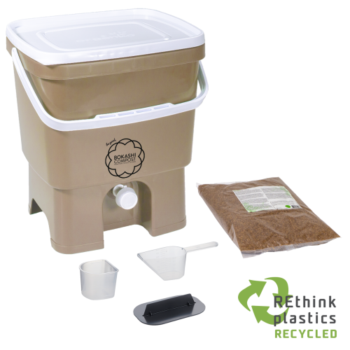 Secchio Bokashi singolo con 1 kg di Attivatore e gli accessori, per la raccolta dell'umido